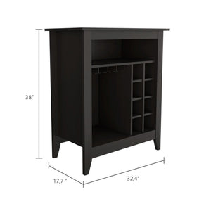 English Elm Depot E-shop Mojito Matte Black Bar Cabinet with Wine Rack and Open Storage Shelf B097133096
