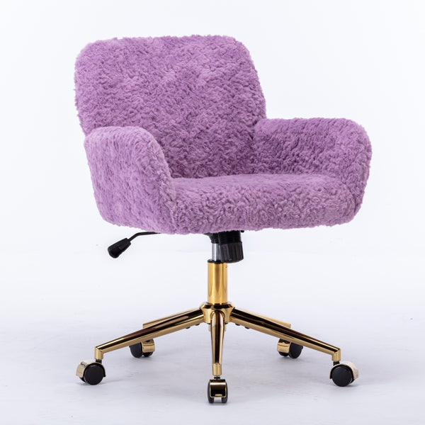 English Elm A&A Plush Office Chair with Alpaca Faux Wool, Wide Deep Seat, 40° Recline & Stable 320mm Base Violet W1143P154102