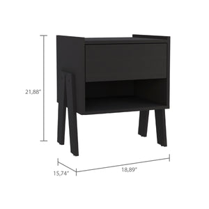 English Elm DEPOT Caladium Nightstand Black - Elegant Particle Board Bedside Table with Drawer & Open Shelf, FSC Certified B097132934