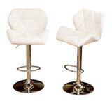 English Elm Glasgow Contemporary Tufted Adjustable Height Hidraulic Bar Stools, Set Of 2, White