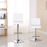 Set of 2 Bradford White Faux Leather Swivel Bar Stools with Adjustable Height