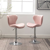 English Elm Ellston Upholstered Adjustable Swivel Barstools In Pink, Set Of 2