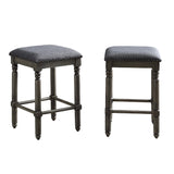 English Elm Arnhem Wood Upholstered Swivel Counter Height Stool, Set Of 2, Grey