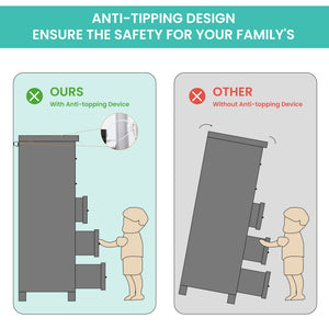 English Elm Modern Elegant Chest of Drawers with Antique Gold Knobs, 8-Drawer Durable Clothes Organizer, Waterproof Finish Black W1668P182256