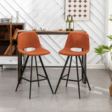 English Elm Porth Fabric Kitchen 28.25" Counter Height Stools, Set Of 2, Orange