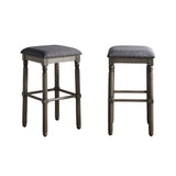 English Elm Arnhem Wood Upholstered Bar Stools, Set Of 2, Grey