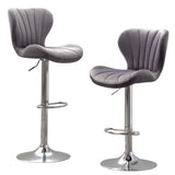 English Elm Ellston Upholstered Adjustable Swivel Barstools In Gray, Set Of 2