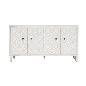English Elm Accent Farmhouse Sideboard with Fluted Doors Natural Wood Wash Finish Dining Storage W1435P153086