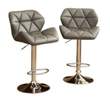 English Elm Glasgow Contemporary Tufted Adjustable Height Hidraulic Bar Stools, Set Of 2, Grey