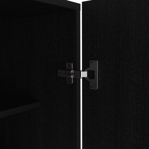 English Elm 3 Piece Bedroom Set London Armoire & Egeo Nightstands in Black/Pine — Easy Assembly, Durable Wood Finish, Pre-Drilled Guides B0200S00234