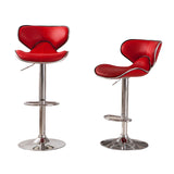 English Elm Masaccio Upholstery Airlift Adjustable Swivel Barstool With Chrome Base, Set Of 2, Red