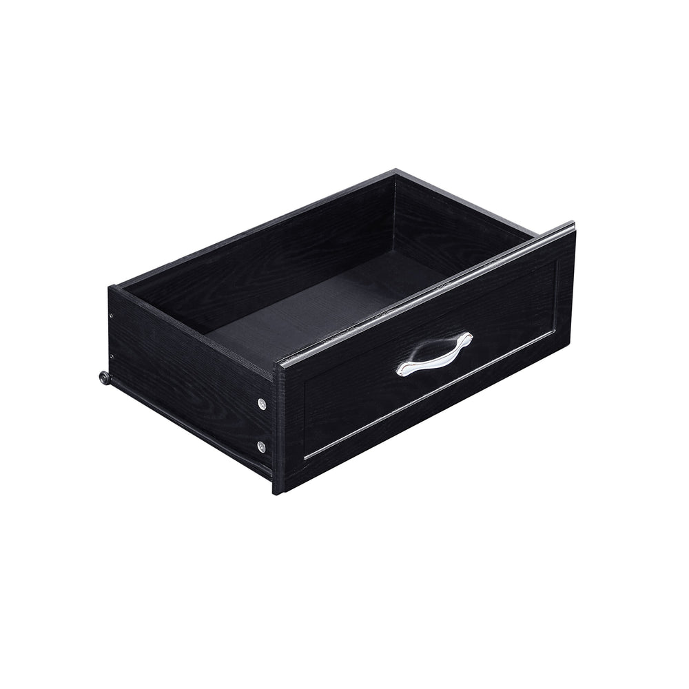 English Elm Modern Elegant Chest of Drawers with Antique Gold Knobs, 8-Drawer Durable Clothes Organizer, Waterproof Finish Black W1668P182256