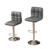 English Elm Swivel Faux Leather Adjustable Hydraulic Bar Stool, Set Of 2, Gray