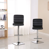 Bradford Black Faux Leather Swivel Bar Stools, Set of 2, Adjustable Height