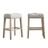 English Elm Coco Upholstered Backless Saddle Seat Bar Stools 29" Height Set Of 2, Tan