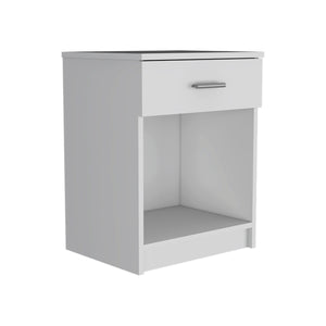 English Elm Nightstand With Drawer And Shelf – Modern White Design For Compact Spaces, Easy Assembly & Style B097132929