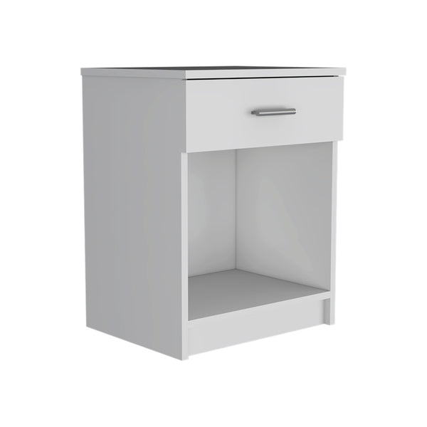 English Elm Nightstand With Drawer And Shelf – Modern White Design For Compact Spaces, Easy Assembly & Style B097132929