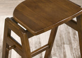 Mid-Century Modern Stackable Wood Barstools, Set of 2 - Walnut Finish with Hooks