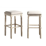 English Elm Arnhem Wood Upholstered Bar Stools, Set Of 2, Tan