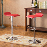 English Elm Contemporary Chrome Air Lift Adjustable Swivel Stools With Red Seat, Set Of 2