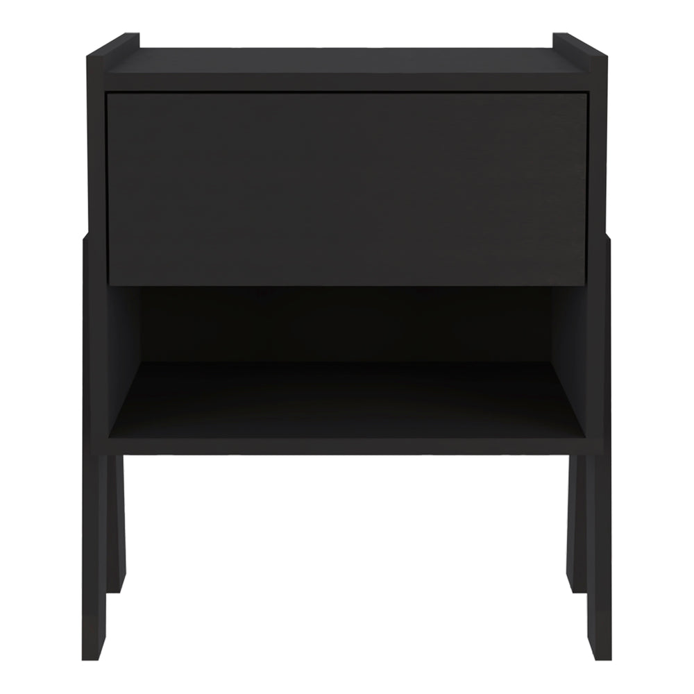 English Elm DEPOT Caladium Nightstand Black - Elegant Particle Board Bedside Table with Drawer & Open Shelf, FSC Certified B097132934