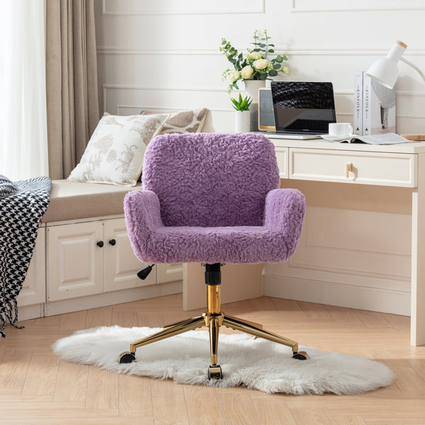 English Elm A&A Plush Office Chair with Alpaca Faux Wool, Wide Deep Seat, 40° Recline & Stable 320mm Base Violet W1143P154102