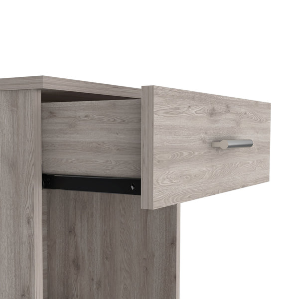 English Elm Nightstand - 21"H Compact Design With One Drawer & Open Shelf, Light Gray For Stylish Storage Solutions B097132928