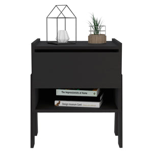 English Elm DEPOT Caladium Nightstand Black - Elegant Particle Board Bedside Table with Drawer & Open Shelf, FSC Certified B097132934