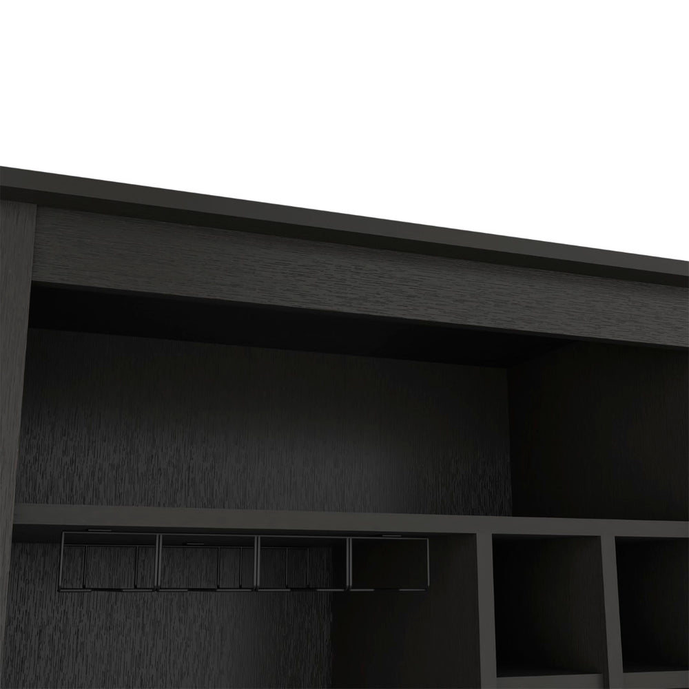 English Elm Depot E-shop Mojito Matte Black Bar Cabinet with Wine Rack and Open Storage Shelf B097133096