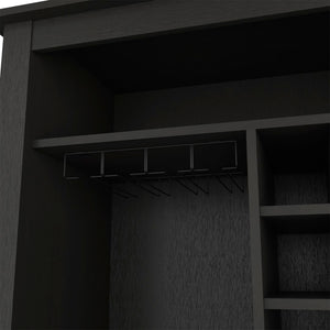 English Elm Depot E-shop Mojito Matte Black Bar Cabinet with Wine Rack and Open Storage Shelf B097133096