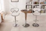 English Elm Masaccio Upholstery Airlift Adjustable Swivel Barstool With Chrome Base, Set Of 2, White