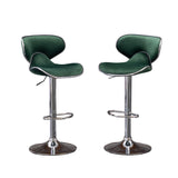 English Elm Masaccio Velvet Upholstered Adjustable Swivel Barstool, Set Of 2, Green