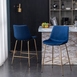 English Elm Aufurr Modern Velvet 26.50 Counter Height Stool, Set Of 2, Blue