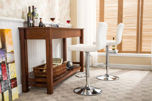 English Elm Swivel Faux Leather Adjustable Hydraulic Bar Stool, Set Of 2, White