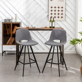 English Elm Porth Fabric Kitchen 28.25" Counter Height Stools, Set Of 2, Gray