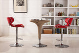 English Elm Masaccio Upholstery Airlift Adjustable Swivel Barstool With Chrome Base, Set Of 2, Red