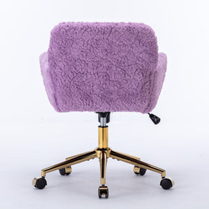 English Elm A&A Plush Office Chair with Alpaca Faux Wool, Wide Deep Seat, 40° Recline & Stable 320mm Base Violet W1143P154102