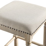 Chic Tan Upholstered Counter Stools, Set of 2 - Rustic Style