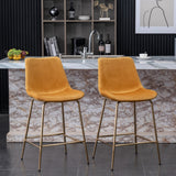 Aufurr Modern Velvet Counter Stool, Set of 2, Gold - Stylish & Sturdy 26.50