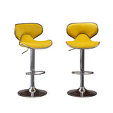 English Elm Masaccio Velvet Upholstered Adjustable Swivel Barstool, Set Of 2, Yellow