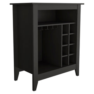English Elm Depot E-shop Mojito Matte Black Bar Cabinet with Wine Rack and Open Storage Shelf B097133096