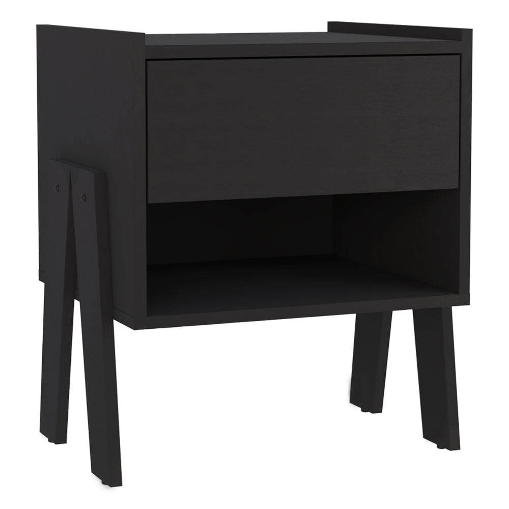 English Elm DEPOT Caladium Nightstand Black - Elegant Particle Board Bedside Table with Drawer & Open Shelf, FSC Certified B097132934