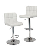 English Elm Swivel Faux Leather Adjustable Hydraulic Bar Stool, Set Of 2, White