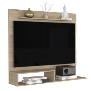 English Elm Floating Entertainment Center Light Pine for TVs up to 55" — Modern Floating Shelf Unit, Beige, Sturdy Storage and Display B097132915