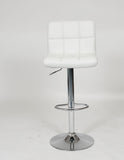 English Elm Swivel Faux Leather Adjustable Hydraulic Bar Stool, Set Of 2, White