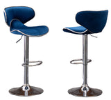 English Elm Masaccio Velvet Upholstered Adjustable Swivel Barstool, Set Of 2, Blue