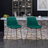 Velvet Counter Stools, Set of 2, Green - Modern Design, Sturdy & Stylish - 26.50