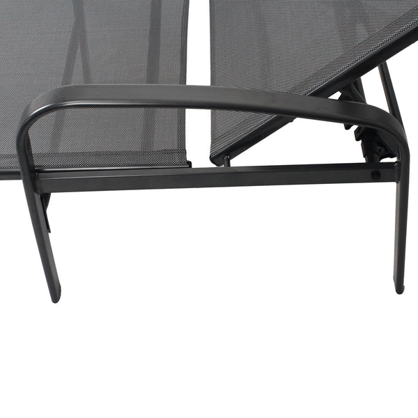 English Elm 2 Pieces Set Outdoor Patio Lounge Gray with Pillow – Teslin Waterproof Recliner, 5-Position Steel Frame, Lumbar Support W400S00035