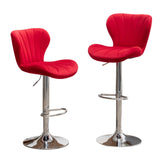 English Elm Ellston Upholstered Adjustable Swivel Barstools In Red, Set Of 2