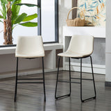 Lotusville Set of 2 Vintage White PU Leather Barstools